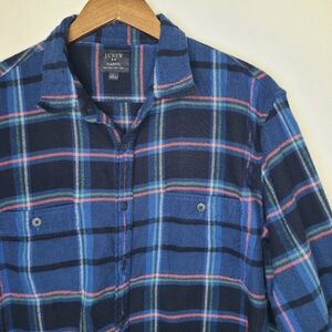 J. Crew Men's Blue Plaid Flannel Shirt Large
